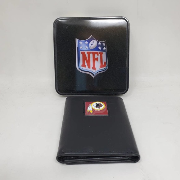 NFL Pewter Logo Leather Tri-fold Wallet - Washington Redskins - Picture 1 of 4